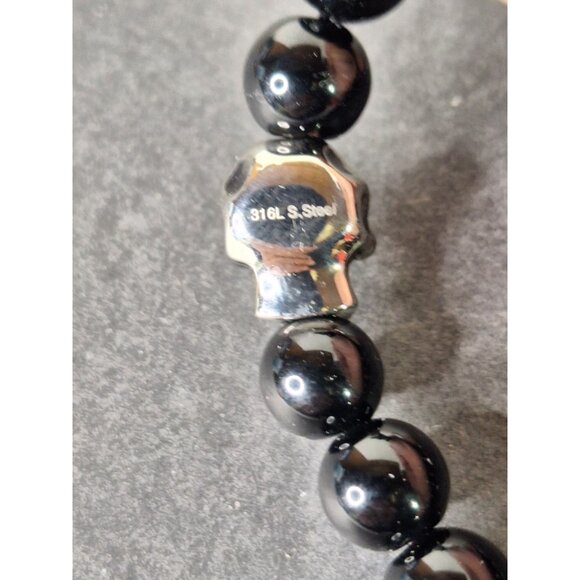 Tiger Eye Black Onyx Stone Skull & Hematite Lion Head Stretch Bracelets(2) - Picture 12 of 12